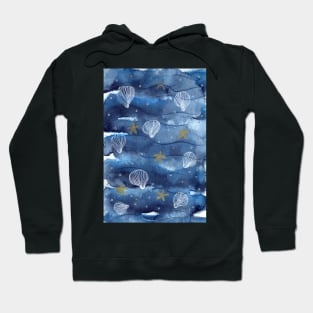 Seashells Whimsical Watercolor Pattern Hoodie